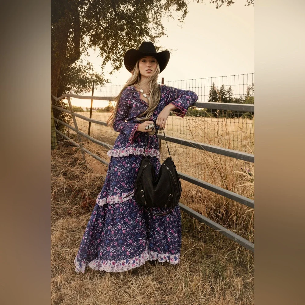 Chasing Unicorns Blue and Pink Floral Maxi Dress - Picture 10 of 11